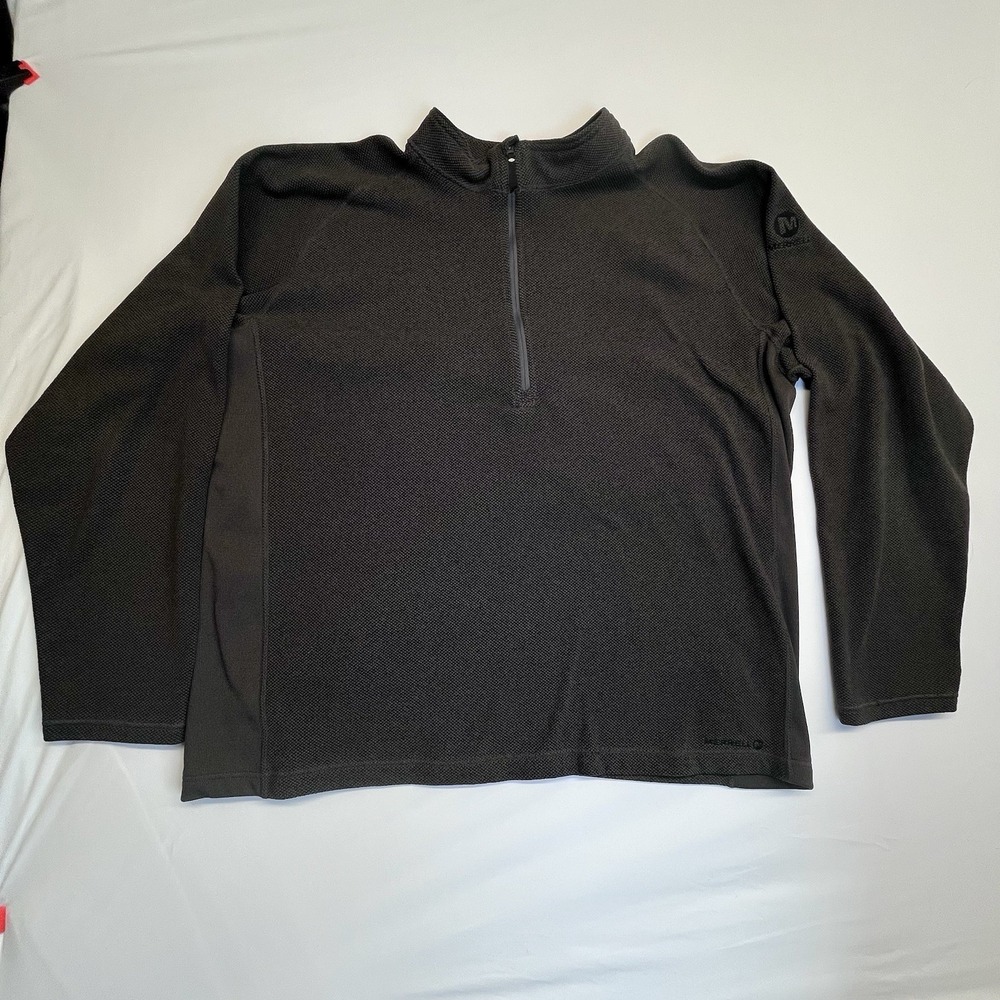Merrell Men Size XL  1/4 Zip Mock Neck Pullover Quarter Charcoal Grey Hike